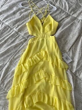 Hello Molly Yellow Ruffle Maxi Dress